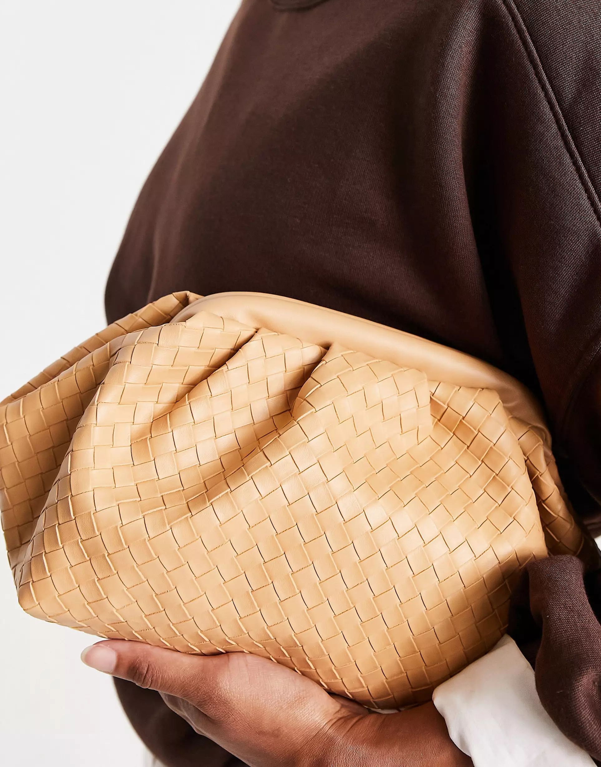 Glamorous woven clutch bag in beige | ASOS (Global)