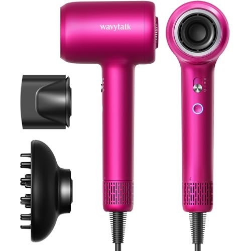 Wavytalk Hair Dryer, Wavytalk Turblow Pro Fast Drying Blow Dryer with Diffuser, High Speed Hair Dryer with 110,000 RPM, Pro Negative Ions for Less Damage, Frizz Smoothing 3 Speeds & 3 Temps, Hot Pink | Amazon (US)