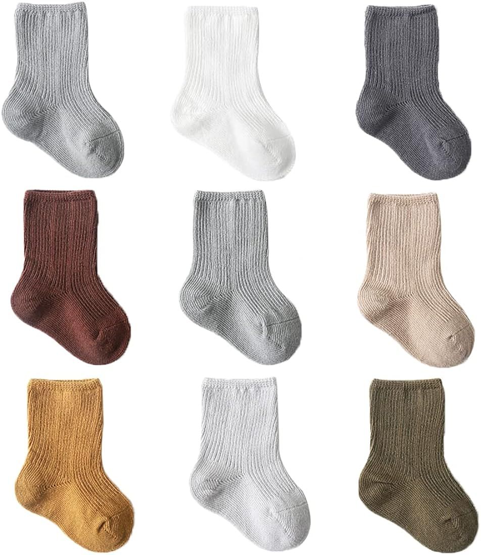Adeimoo Newborn Cotton Crew Socks Unisex Baby Solid color Sock Ankle Socks for Boy Girls Infant T... | Amazon (US)