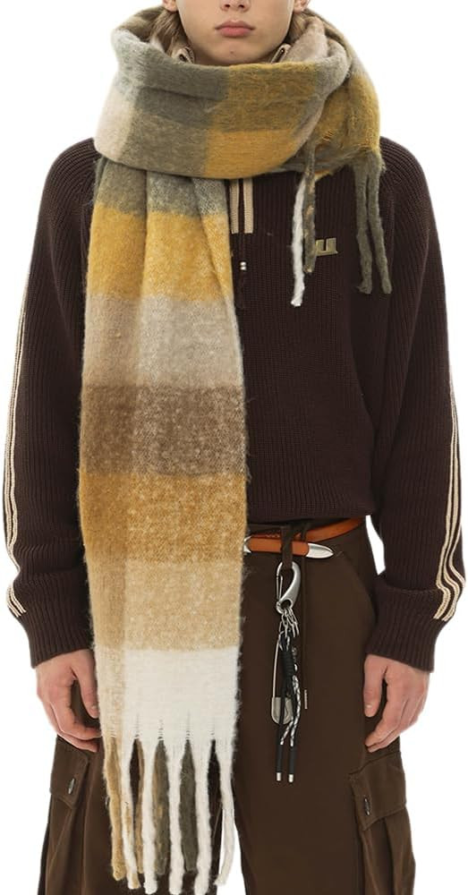 Large Chunky Plaid Scarf Checked Colorful Oversized Scarves Soft Big Cashmere Wool Thick Winter W... | Amazon (US)
