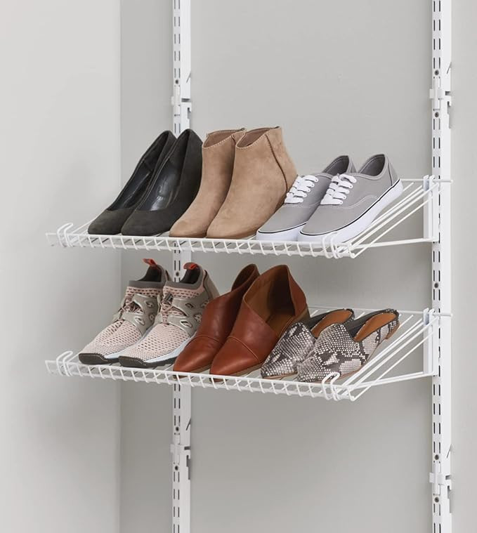 Rubbermaid Customizable Wall Mount Shoe Shelf, White, for Home/House/Closet/Laundry/Linen Organiz... | Amazon (US)