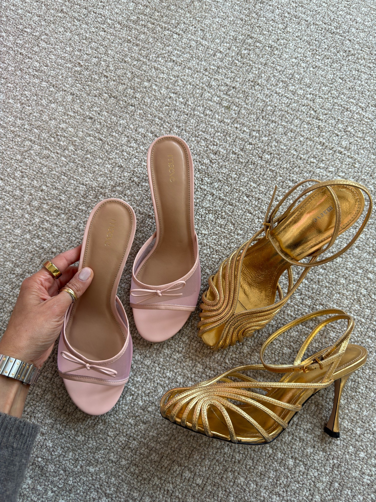 Snagged these two sandals and am so in love! The mesh bow one is perfect to wear with a pair of jeans and white tee, maybe a pink or red cardi and call it a Valentine’s Day outfit! To dress it up wear with a white trouser and silk blouse. Wore the gold heels with almost every dress in my share and love this look! 

#LTKWedding #LTKOver40 #LTKSeasonal
