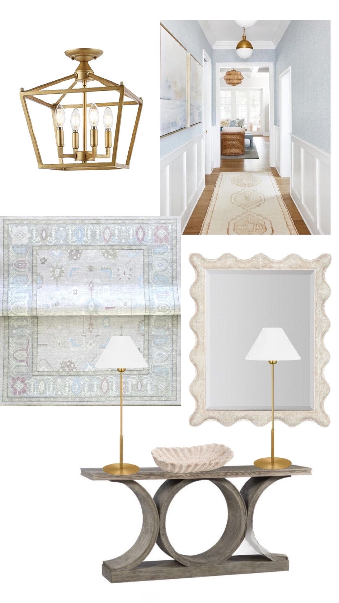 Foyer wallpaper grasscloth scalloped blue green buffet lamp pendant lantern brass console wavy ruffle entry entryway

#LTKhome #LTKfindsunder50 #LTKfindsunder100