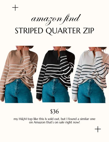 Amazon find!! Striped quarter zip! I would size up for an oversized fit!

#LTKstyletip #LTKfindsunder50