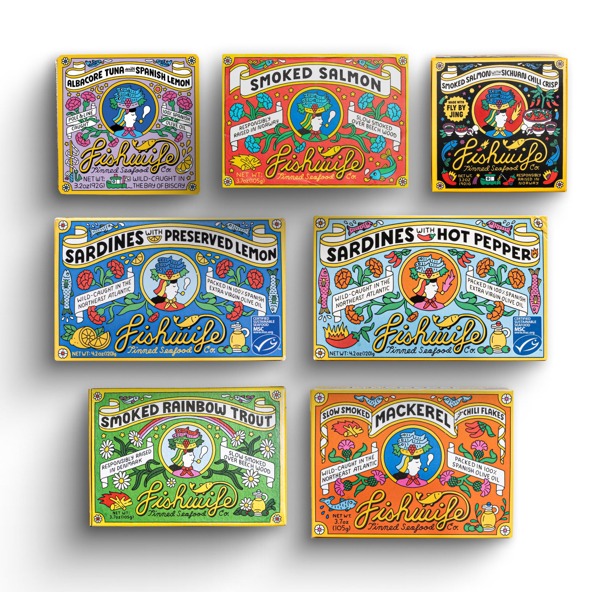 Fishwife Starter 7-Pack (Variety of Tinned Seafood including Smoked Salmon, Rainbow Trout, Sardin... | Amazon (US)