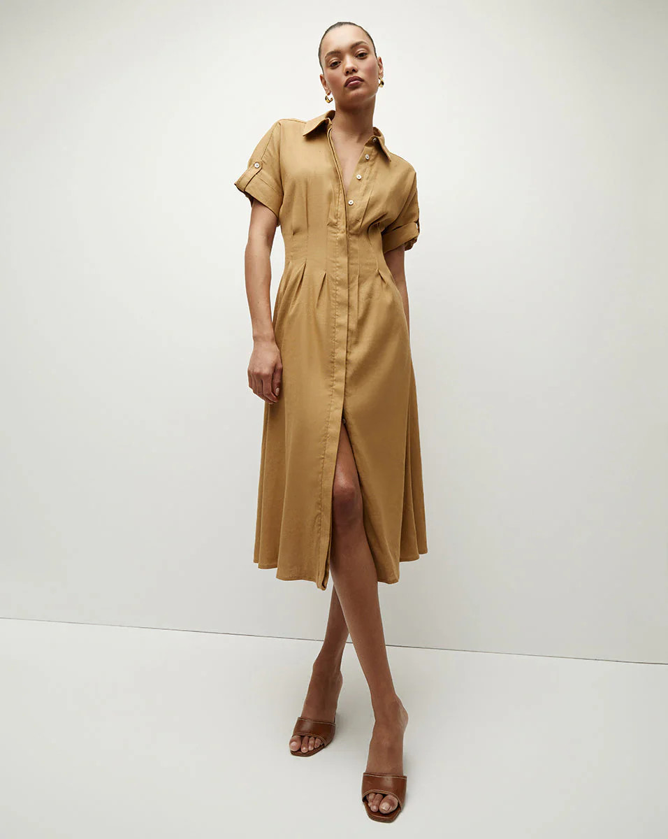 Adavi Stretch-Linen Shirtdress | Veronica Beard