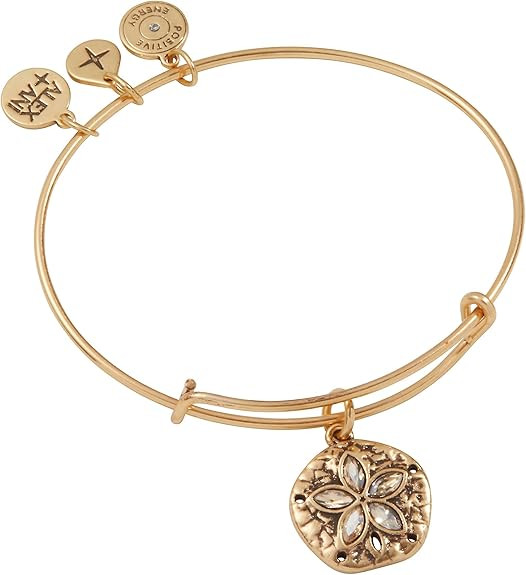 Alex and Ani Sand Dollar Charm Bangle Bracelet, Shiny Gold Finish, 2 to 3.5 in | Amazon (US)