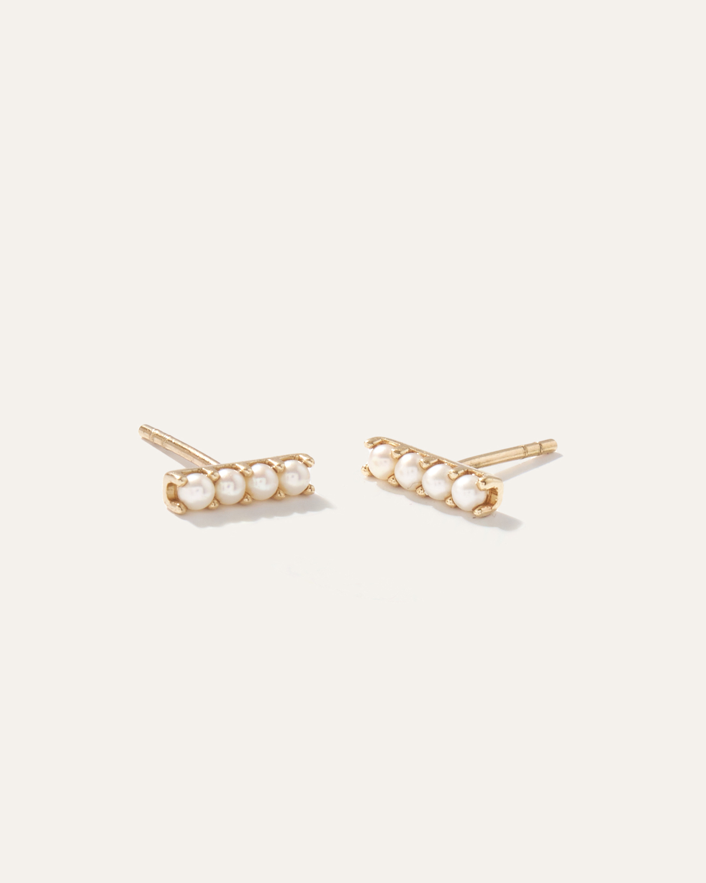 Quince | Women's 14K Gold Fresh Water Pearl Bar Studs in Yellow Gold | Quince