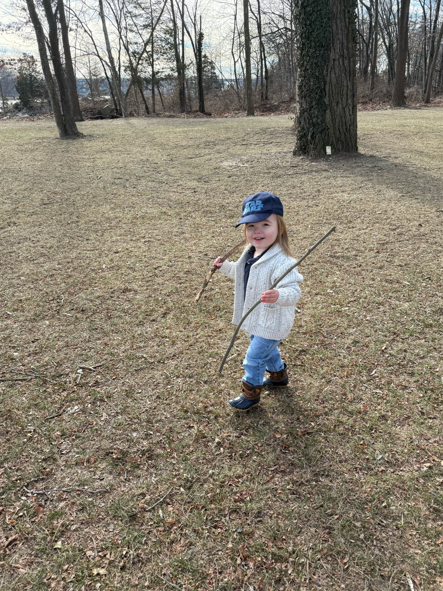 Always searching for sticks in his grandpa cardigan! 

#LTKKids #LTKBaby