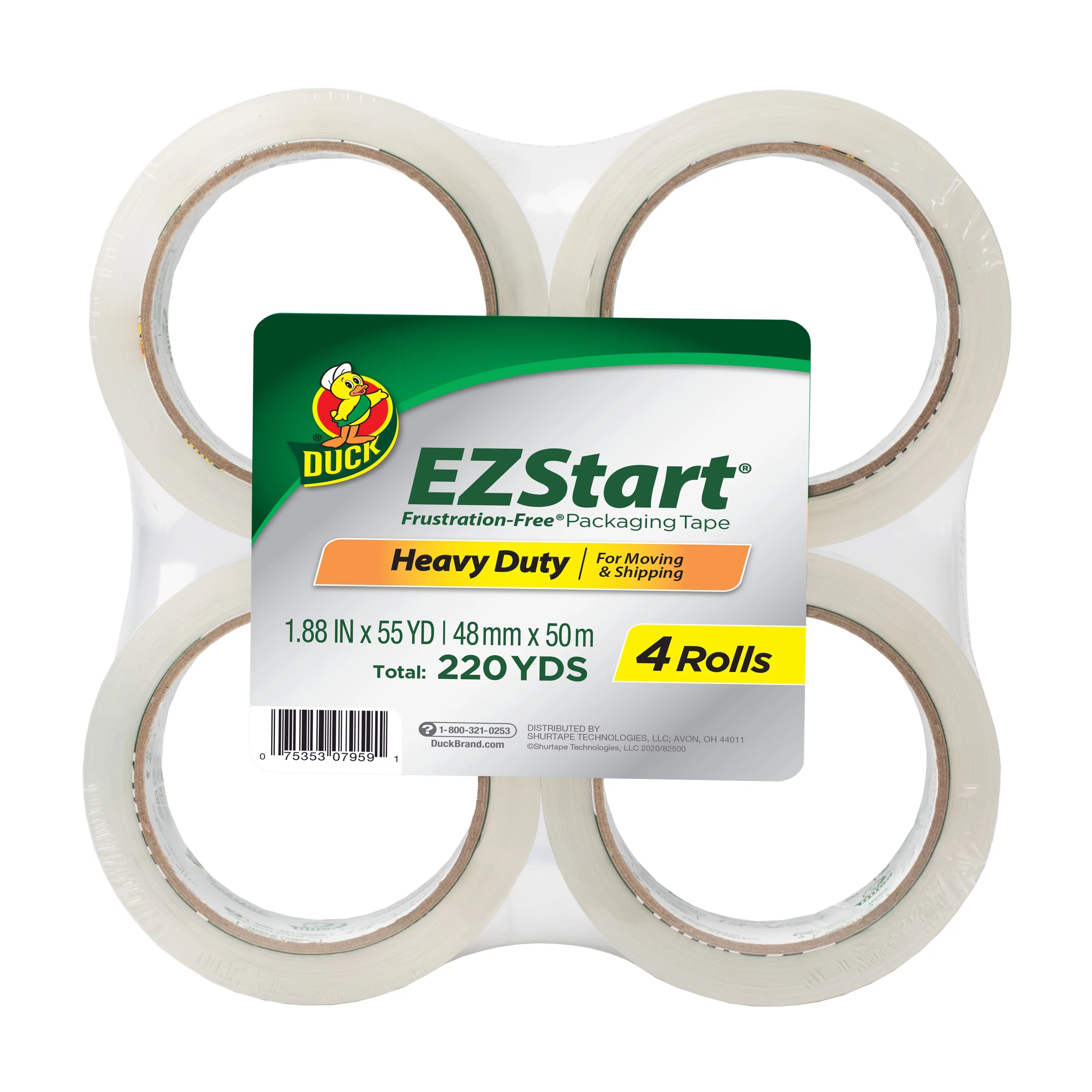 Duck EZ Start 1.88 in. x 54.6 yd. Clear Acrylic Packing Tape, 4-pack - Walmart.com | Walmart (US)