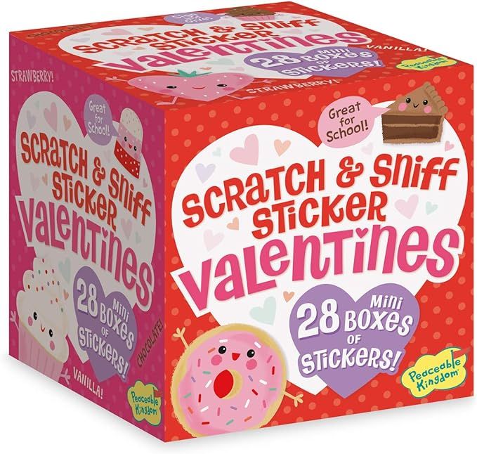 Peaceable Kingdom Scratch & Sniff Sticker Valentines - 28 Mini Boxes of Stickers | Amazon (US)