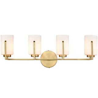 6.55 in. 4-Light Gold Vanity-Light with Frosted Glass Shade | The Home Depot