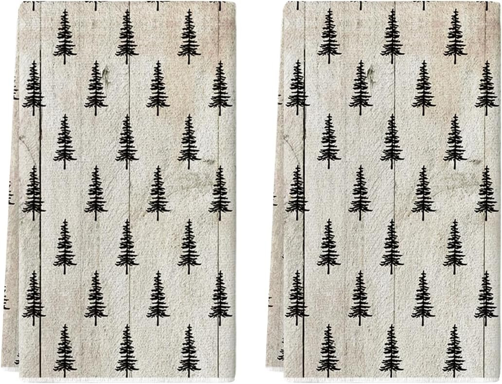 Artoid Mode Wood Tree Christmas Kitchen Towels Set of 2 18x26 Inch | Amazon (US)