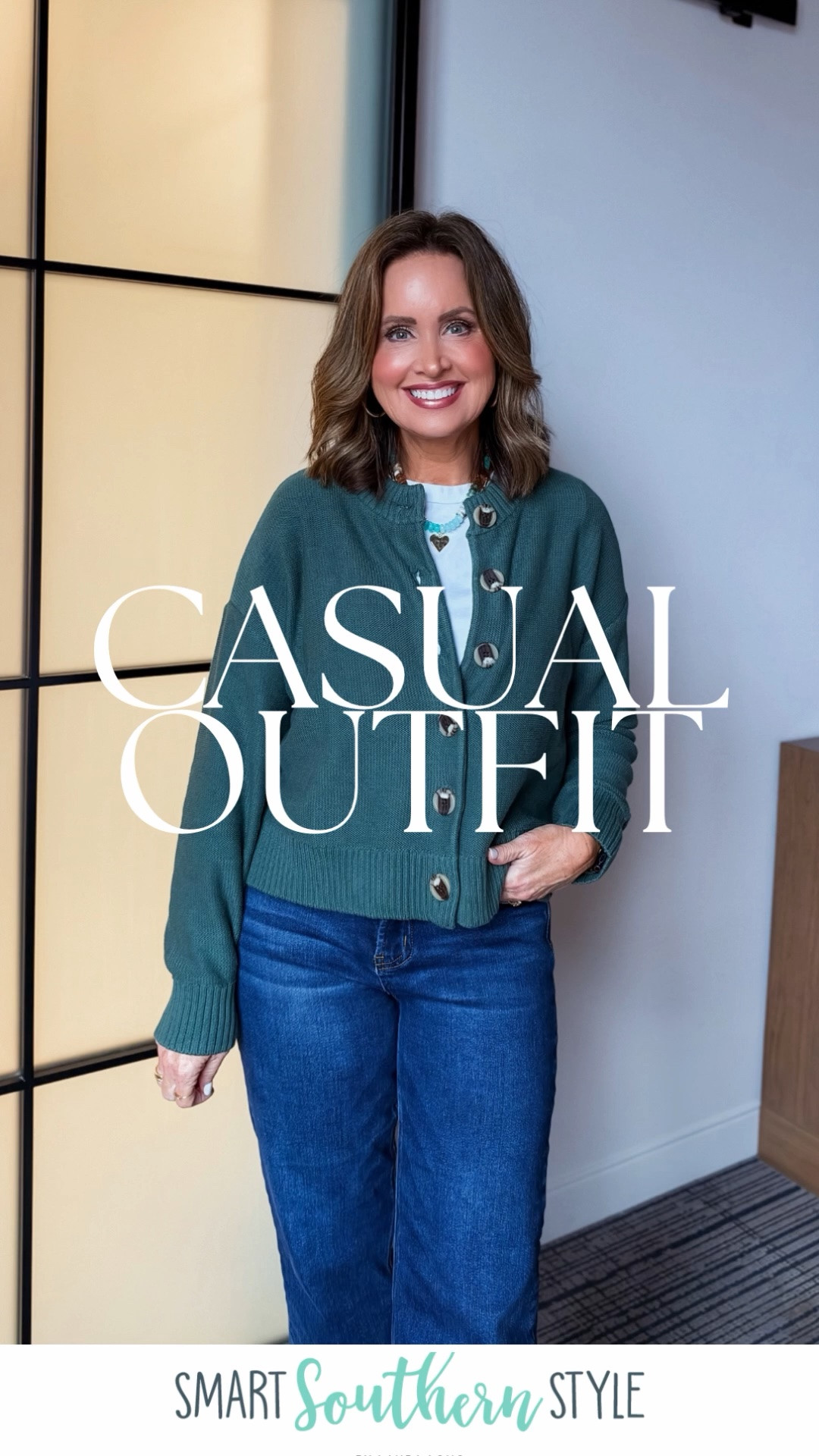 Easy casual ootd 
Size down if in between in sweater 
Use code LAURA on necklaces and gold hoop earrings