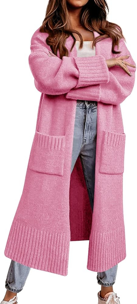 Danedvi Cardigan Sweaters for Women Fall Open Front Knit Cardigans Duster Coat | Amazon (US)