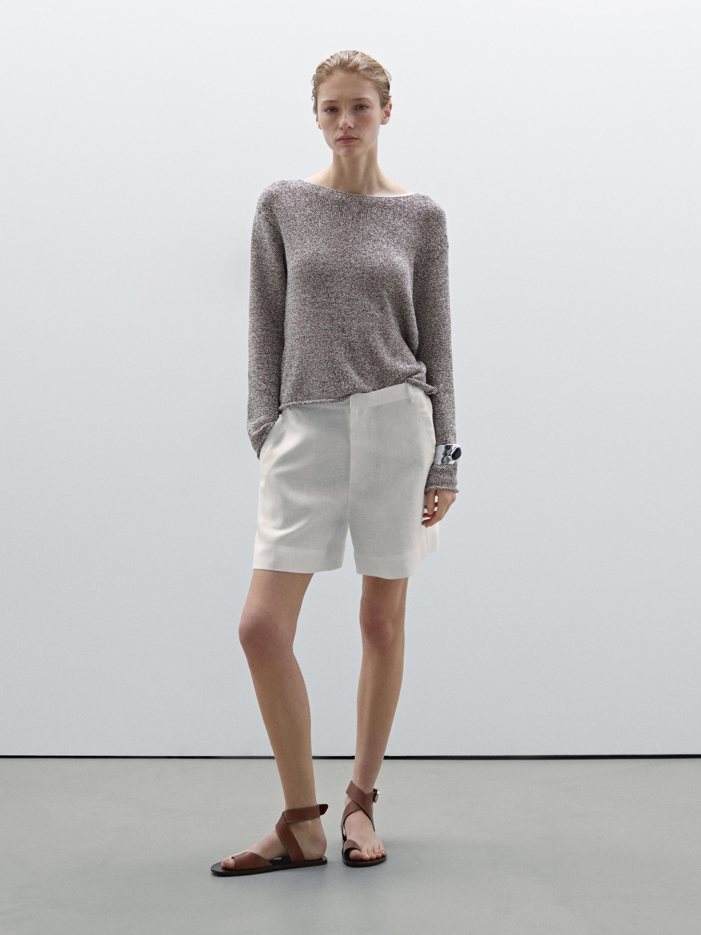 Melierter Strickpullover aus Baumwollmischgewebe | Massimo Dutti DE