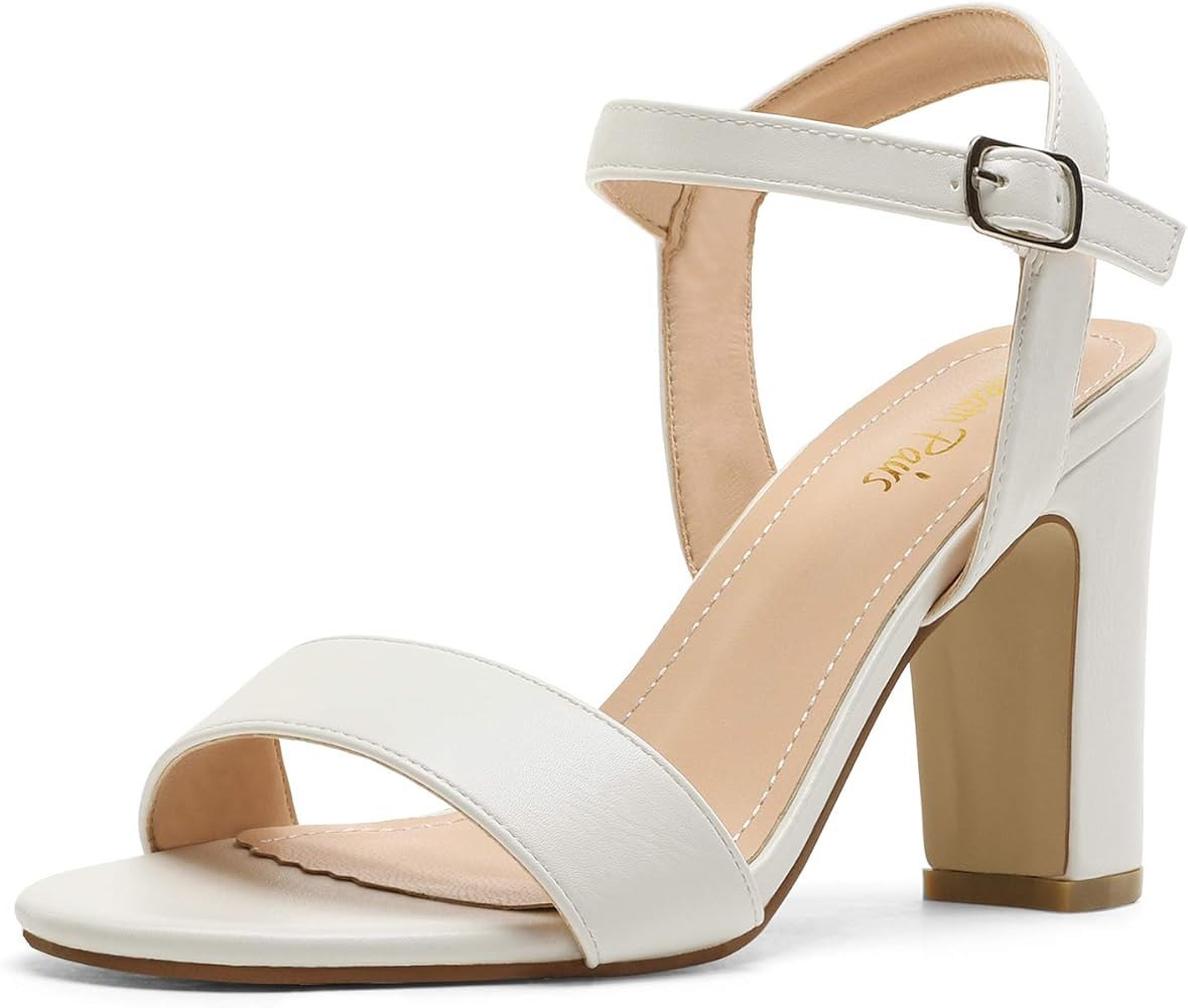 DREAM PAIRS Women's Open Toe Ankle Strap High Chunky Heel Sandals | Amazon (US)