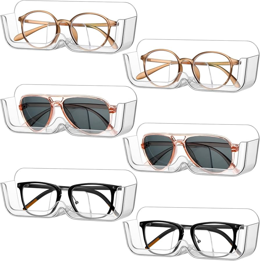 6 Pcs Sunglasses Wall Organizer Plastic Sunglasses Holder Display Stand Eyeglasses Storage(Clear) | Amazon (US)