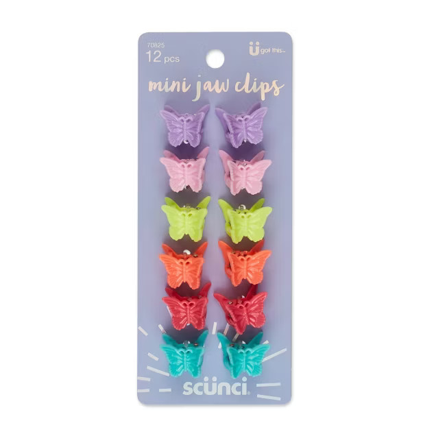 scunci Butterfly Bright Colors Mini Jaw Clips - 12ct | Target