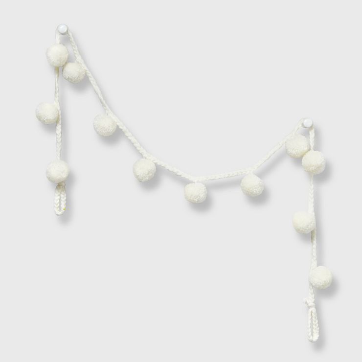 72" Pom Pom Christmas Garland with Braided Rope Ivory - Wondershop™ | Target