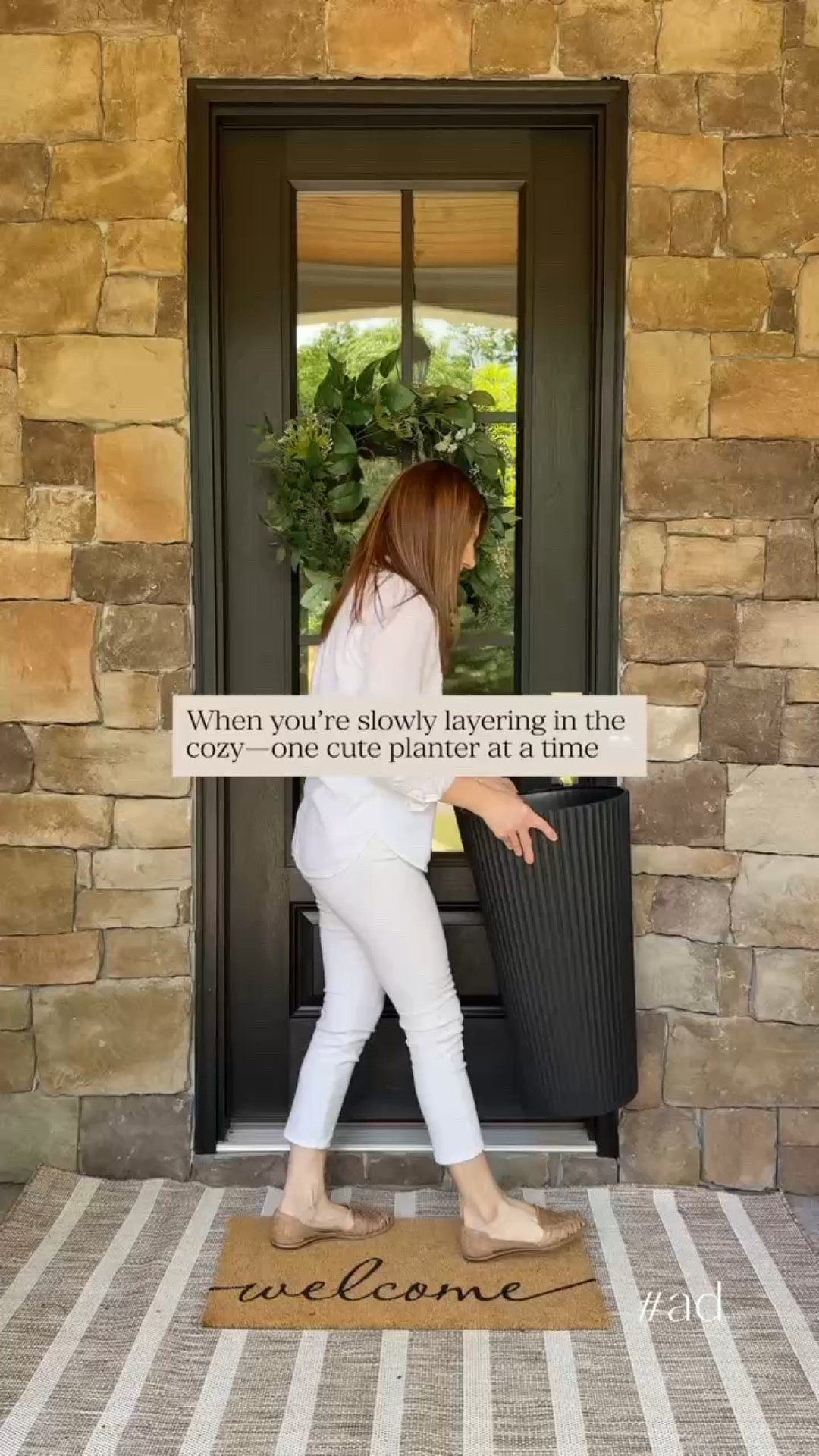 Finally gave our front door the attention it needed! These modern all-natural planters were too pretty to pass up! I love the wooden base on the shorter ones! 😍

#LTKFindsUnder50 #LTKHome #LTKSeasonal