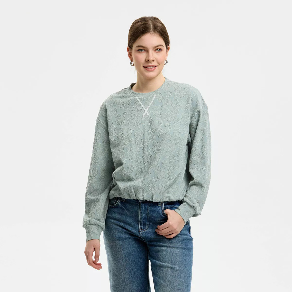 Women's Textured Bubble Sweatshirt - Universal Thread™ Green M | Target
