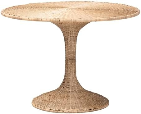 Bali & pari Natala Rattan Dining Table - Handwoven Wicker Tulip Table, Pedestal Frame Centerpiece... | Amazon (US)