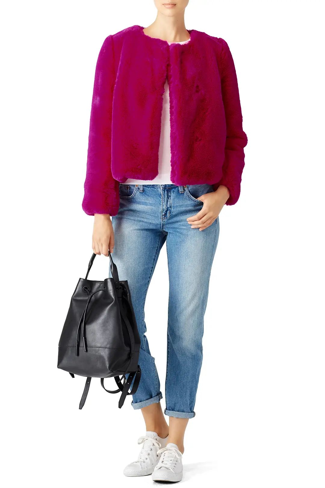 Milly Fuchsia Faux Fur Jacket | Rent The Runway