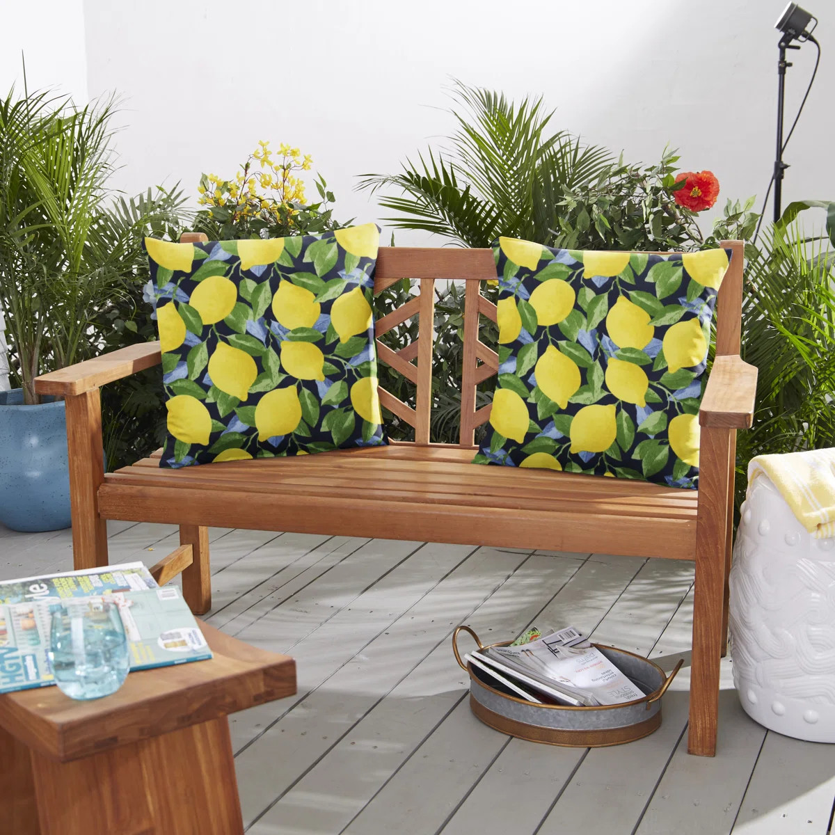 Lemons Outdoor Square Pillow Cover and Insert (Set of 2) | Wayfair North America