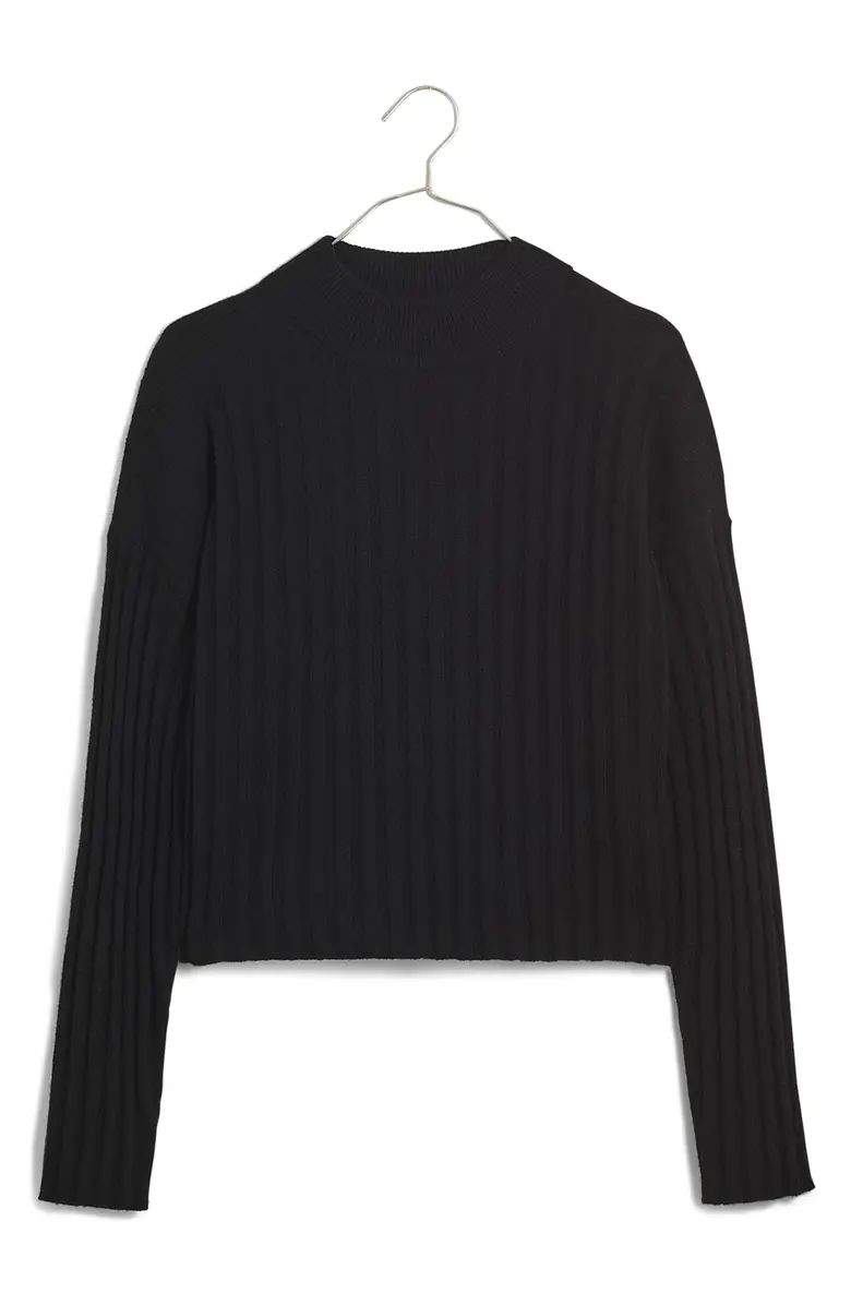 Madewell Levi Rib Mock Neck Wool Blend Crop Pullover Sweater | Nordstrom | Nordstrom