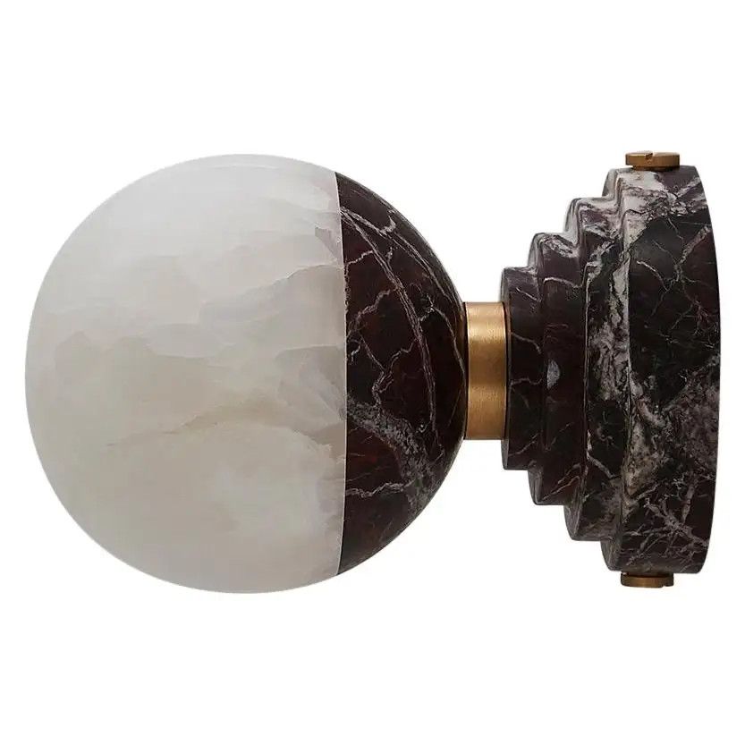 Lunar Applique Rosso Levanto Marble and Brushed Brass | 1stDibs