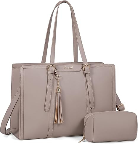LOVEVOOK Laptop Tote for Women - 15.6 inch Lightweight PU Laptop Bag, Large Capacity Computer Bag... | Amazon (US)