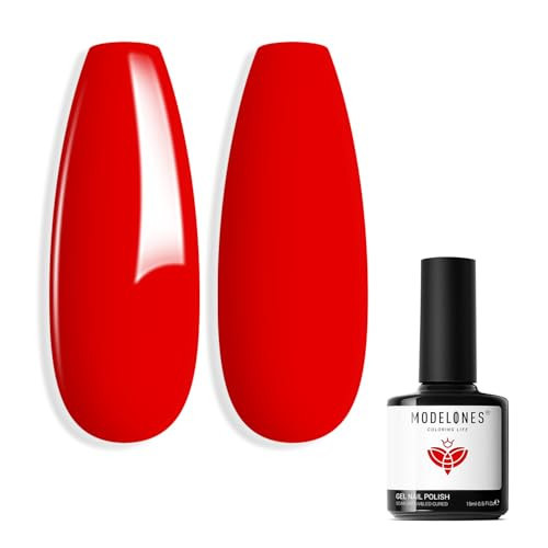 modelones Red Gel Nail Polish,15 ML Hot Summer Nail Polish Colors Ferrari Red Gel Polish Soak Off LED Nail Art DIY Salon Gift for Women Mom | Amazon (US)