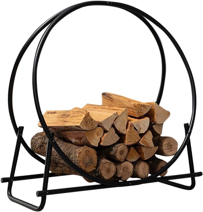 DOEWORKS 30 Inches Medium Round Steel Firewood Racks Heavy Duty Holder Log Rack Hoop | Amazon (US)