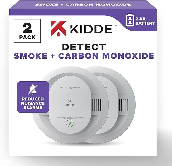 Kidde Smoke & Carbon Monoxide Detector, AA Battery Powered, LED Warning Light Indicators, 2 Pack | Amazon (US)