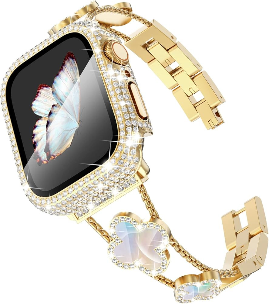 Surace Compatible with Gold Apple Watch Bands 40mm for Women, Jewelry Diamond Rhinestone Stainles... | Amazon (US)