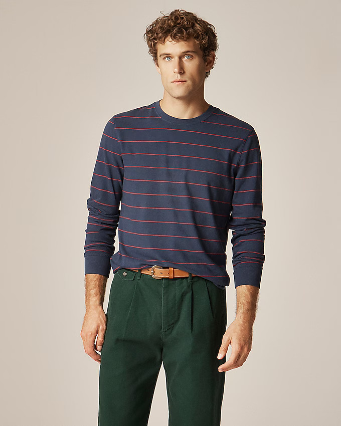 Vintage-wash cotton long-sleeve T-shirt in stripe | J. Crew US