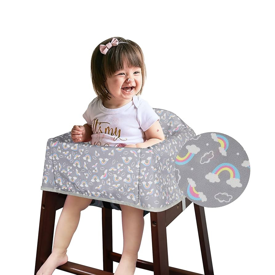 Dual-Belt Baby High Chair Cover, Upgrade Version, for Wooden or Restaurant High Chair, Sturdy and... | Amazon (US)