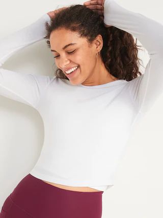 UltraLite Long-Sleeve Crew-Neck Ribbed Cropped Top for Women | Old Navy (US)