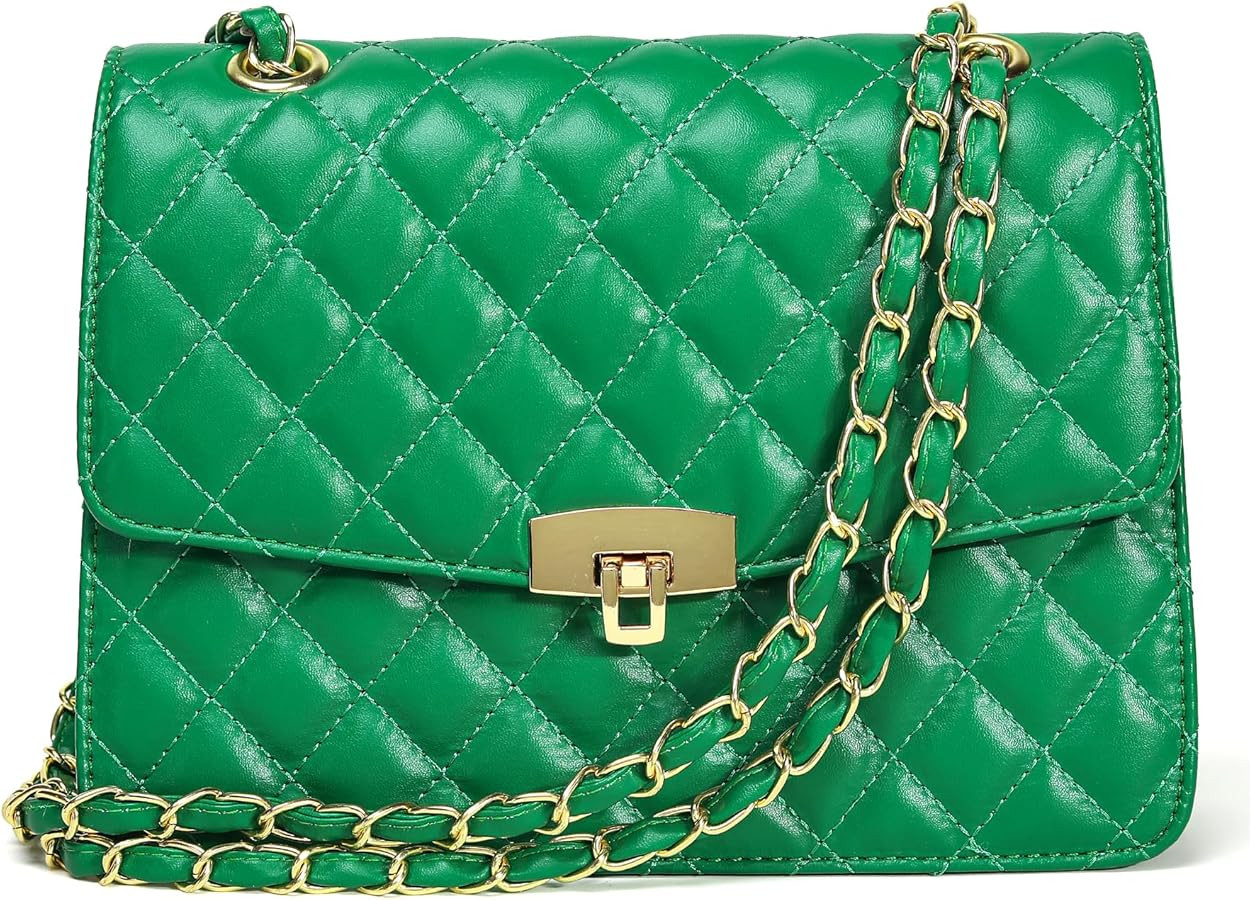 Quilted Leather Crossbody Bags for Women Trendy Ladies Shoulder Purse Satchel HandBag with Chain ... | Amazon (US)