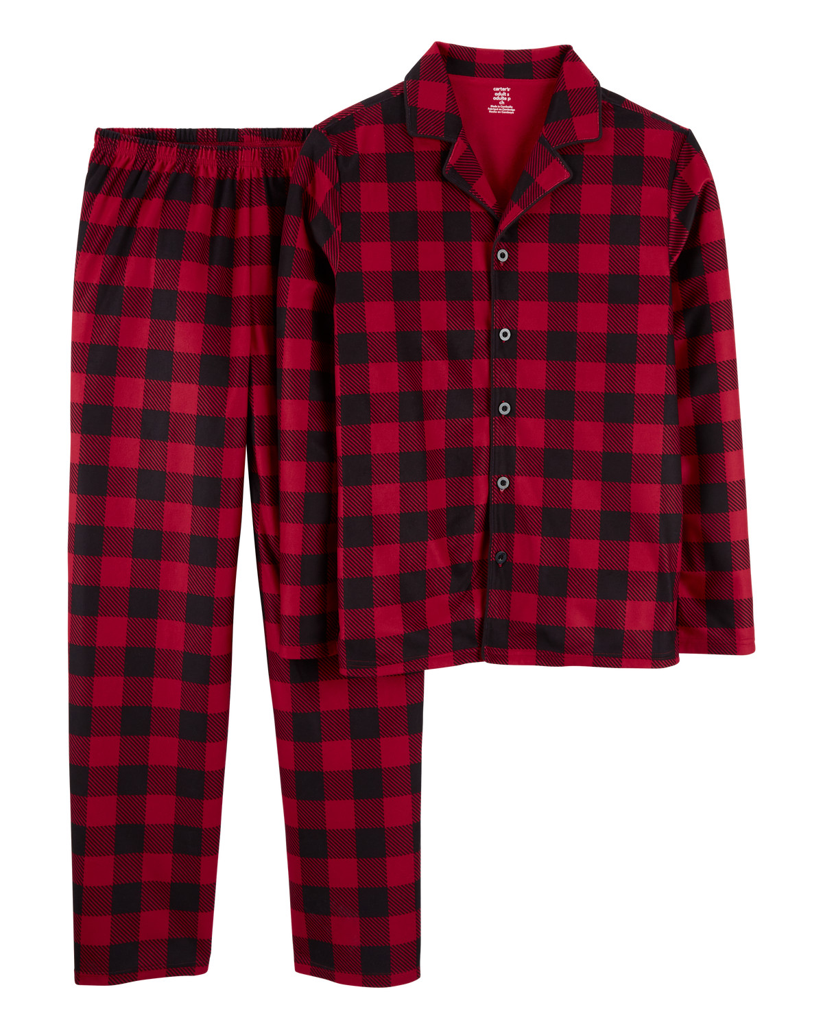 Adult 2-Piece Buffalo Check Fleece Coat Style Pajamas - Carter's | Carter's | Carter's Inc