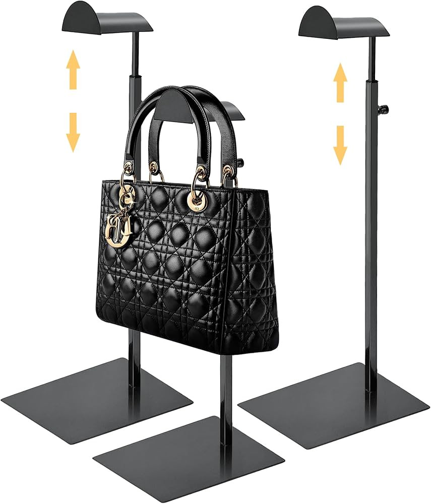 Royxen 3 Pack Handbag Rack Stainless Steel with Adjustable Height, Purse Display Stand, Black | Amazon (US)
