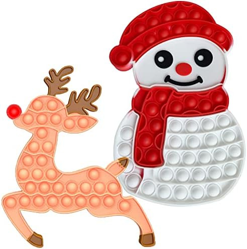 Christmas Pop Its Toy Fidget Pack Toys Jumbo Poppers Push It Packs for Girls Boys Kids Adults Str... | Amazon (US)