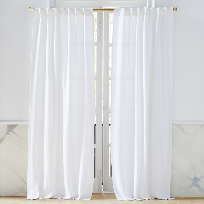 Modern Heavyweight White Linen Window Curtain Panel 48"x108" + Reviews | CB2 | CB2