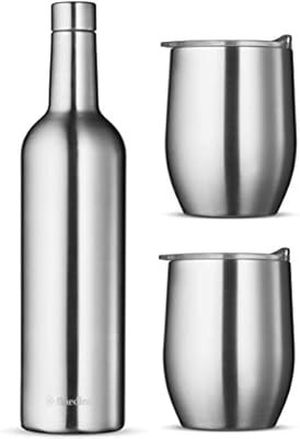 Wine Chiller Gift Set - Vacuum Insulated Wine Bottle 750ml & Two Wine Tumbler With Lids 16oz. Mad... | Amazon (US)