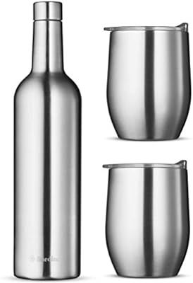 Wine Chiller Gift Set - Vacuum Insulated Wine Bottle 750ml & Two Wine Tumbler With Lids 16oz. Mad... | Amazon (US)
