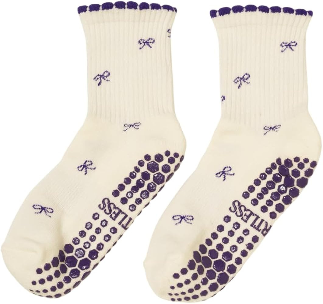 Shapes Studio Crew Half Calf Grip Socks, Cutest Fruits Pilates Socks, Ruffle socks, Non-Slip, Bar... | Amazon (US)
