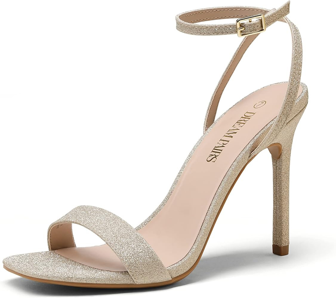 DREAM PAIRS Women’s High Stilettos Open Square Toe Ankle Strap Heels Sexy Comfort Strappy Dress... | Amazon (US)