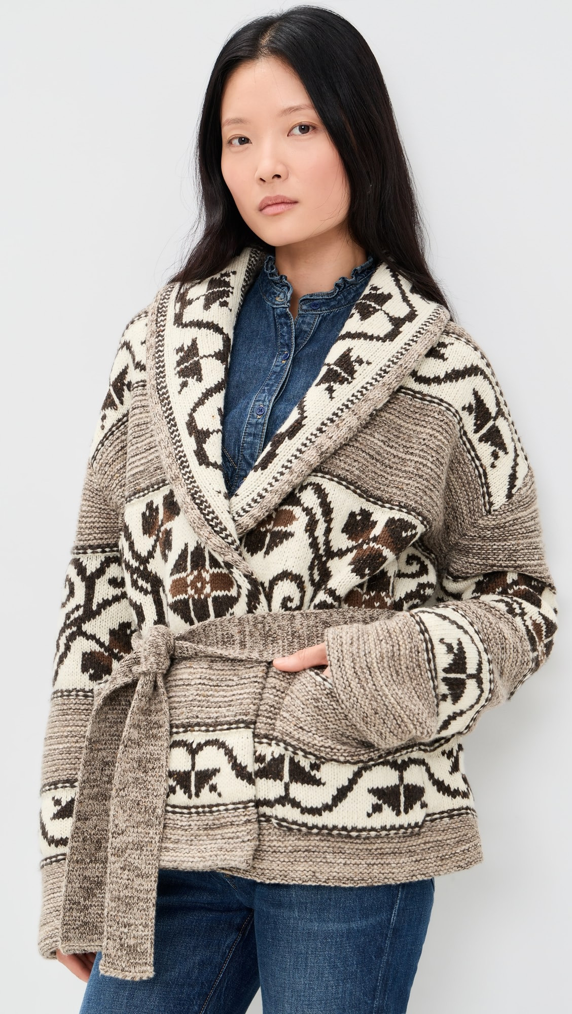 Wool Blend-Long Sleeve-Shawl Collar Cardigan | Shopbop