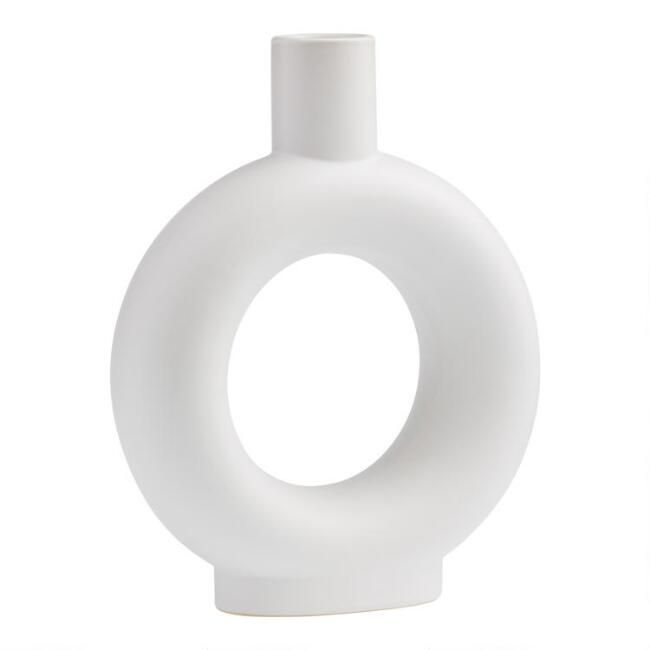 Matte White Ring Ceramic Vase | World Market
